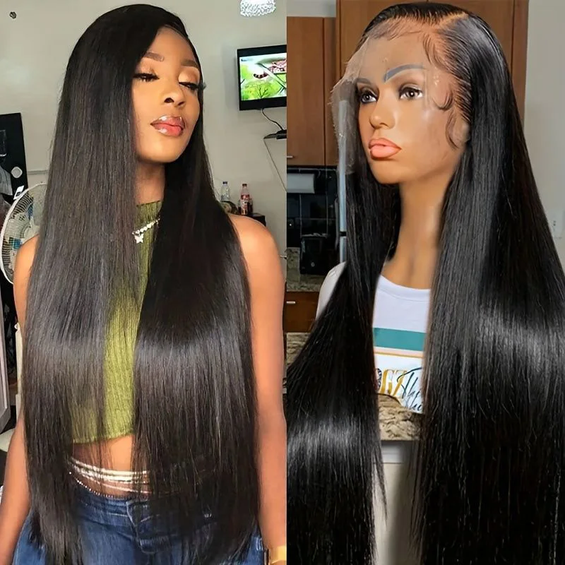 

Straight Human Hair Lace Frontal Wig 13x4 Lace Frontal Human Hair Wigs Pre Plucked Lace Wigs For Women 180% Remy Hair Wig