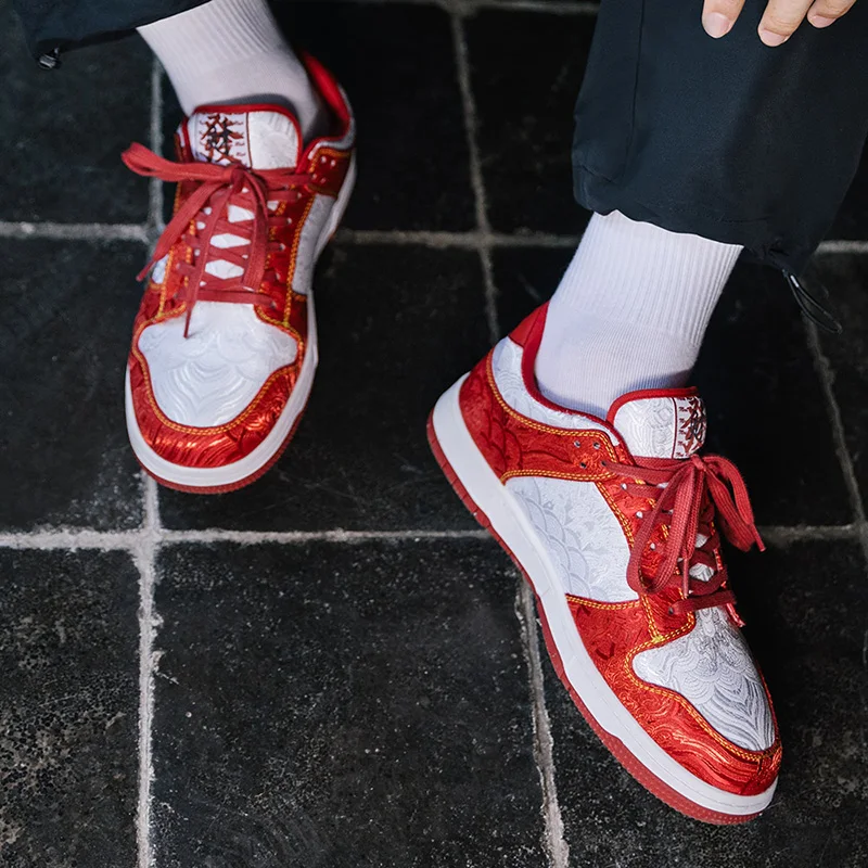 Mr.A الأحمر موضة جديدة تنفس مريحة النمط الصيني أحذية رياضية كاجوال عالية الجودة أحذية عصرية أحذية رجالية عادية الخريف والشتاء #5