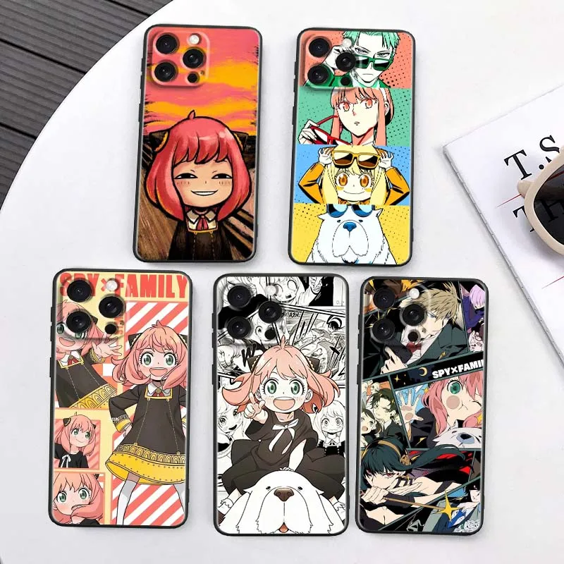 

Anya Forger SPY FAMILY For Apple iPhone 17 16 16E 15 14 13 12 11 Air Pro Max Plus Black Soft Silicone Cover Phone Case