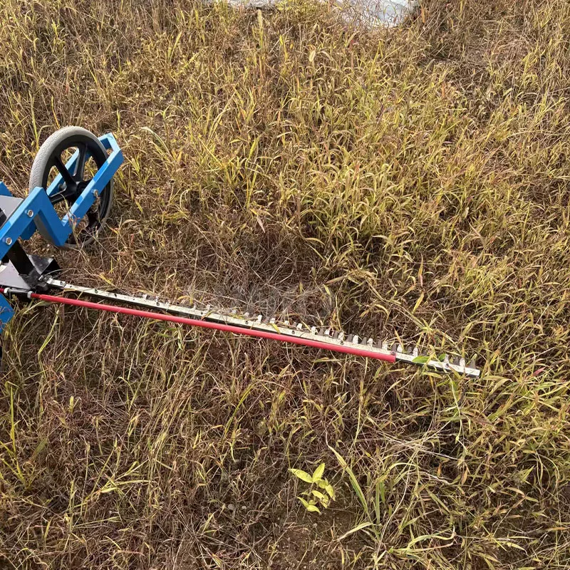 Two Wheels Petrol Grass Cutting Device With 1.2m Cutting Blade  Hedge Trimmer for Large Lawn Area