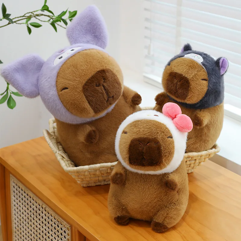 Kawaii Capybara Plush Toy Capybara Stuffed Doll with Hooded Costume Cute Plushie for Kids Birthday Xmas Gift for Girls