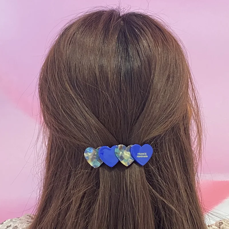 Korea Acetate Heart Hair Clips For Women Pink Hair Pins And Clip Girl Bow Hairclip Leopard barrettes Lady Half Hairpin Headdress