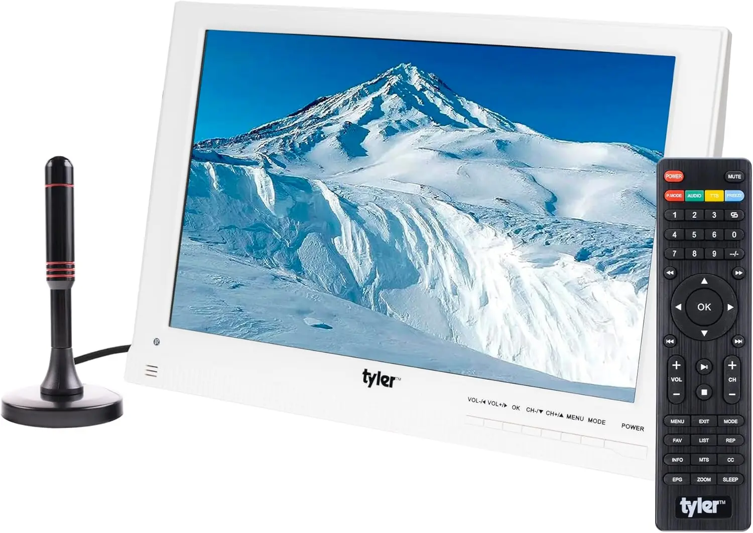 

13.3” Portable TV LCD Monitor 1080P Rechargeable Lithium Battery Operated, 3 Antenna, HDMI, SD, USB, RCA, FM Radio, Digital