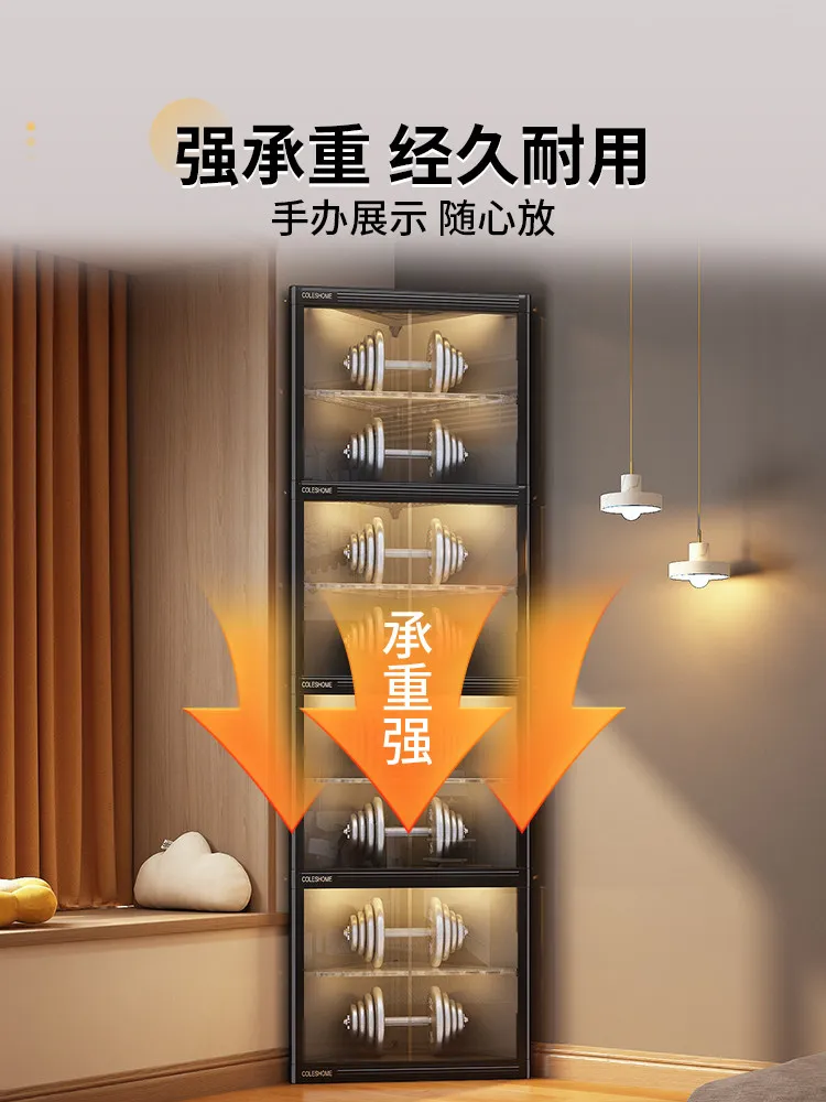 Corner figure display cabinet Transparent corner storage box for Lego building block toys Transparent triangular shelf
