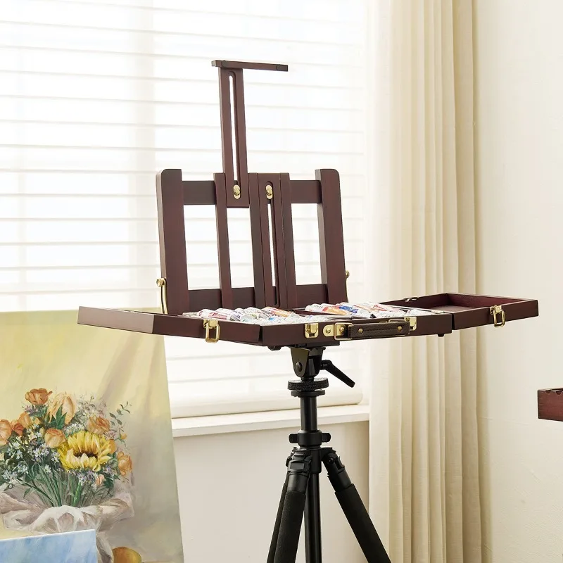 Chevalet de levage Portable multifonctionnel en bois pour croquis d'art en plein air, boîte de peinture à l'huile pour aquarelle