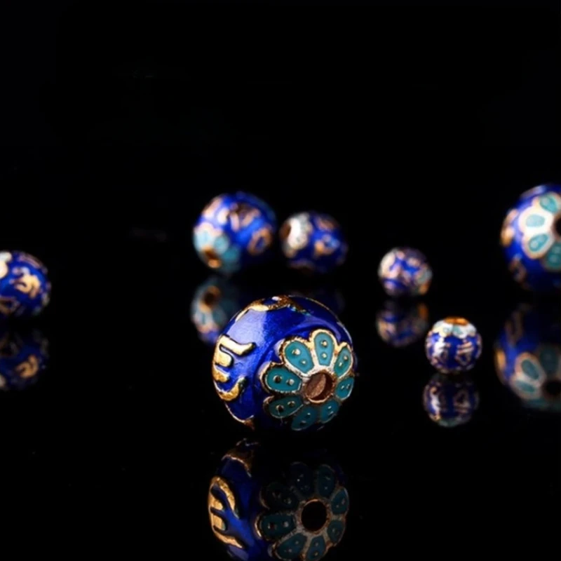 Cloisonne six-character mantra round beads