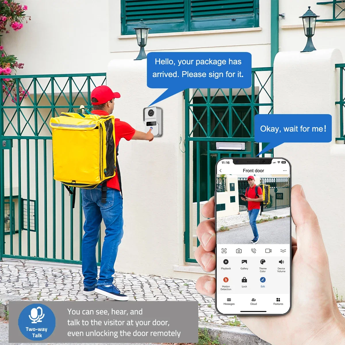 2MP Tuya الذكية جرس باب يتضمن شاشة عرض فيديو واي فاي في الهواء الطلق جرس الباب 1080P كاميرا واي فاي فيديو إنترفون جرس الباب اللاسلكي كاميرا IC بطاقة للمنزل