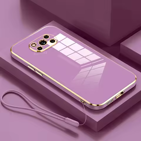 Pocox3 Luxury Plating Silicone Case On For Xiaomi Mi Poco X3 Pro X3pro X5 X6 X4 X4pro F6 Pokox3 Lanyard Soft Cover Poko X 3 Nfc