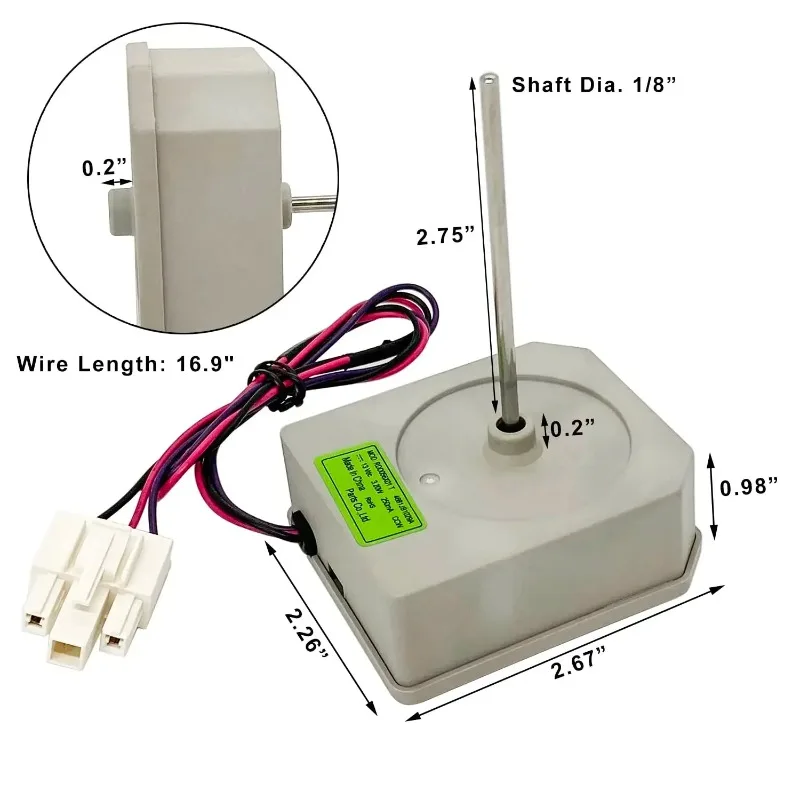 4681JB1029A Refrigerator Evaporator Fan Motor for L G Kenmore Replaces EAU60694507 4681JB1017D 4681JB1017A AP4438221 DC 13V 3.2W