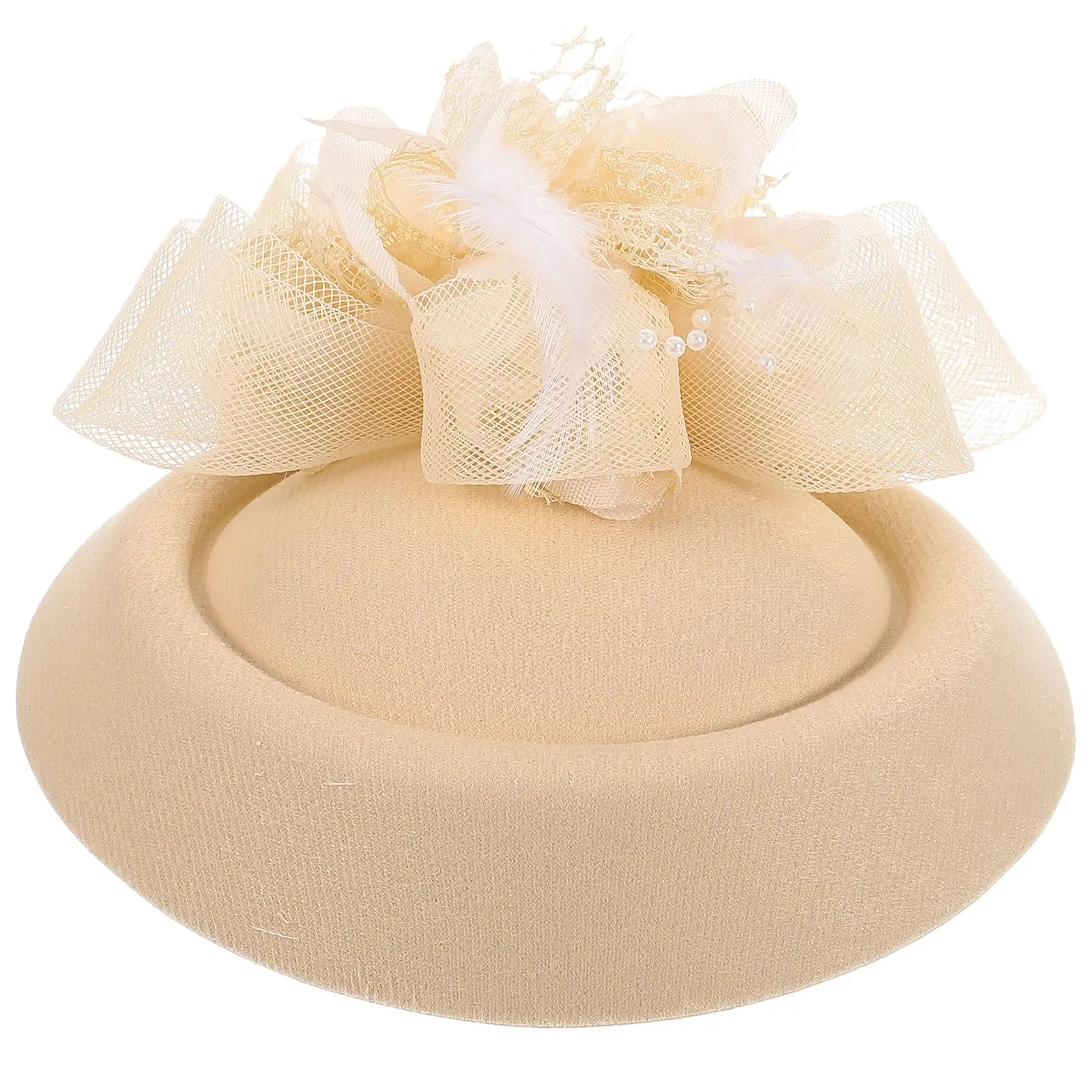 

Decoration Bridal Mesh Headdress Top Hat Catwalk Show Party Hair Accessories Wedding Hairpin (beige) 1pcs Bride Banquet Women