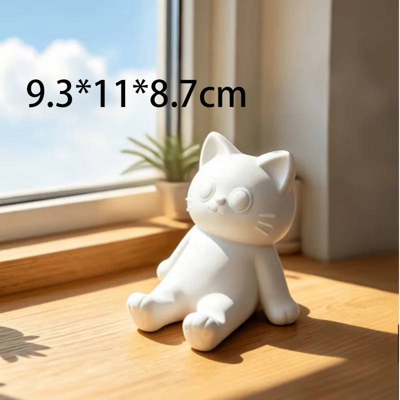 Cute 3D Printed Cartoon Cat Phone Holder Lazy Sitting Kitten Smartphone Stand Portable Desk Cellphone Bracket