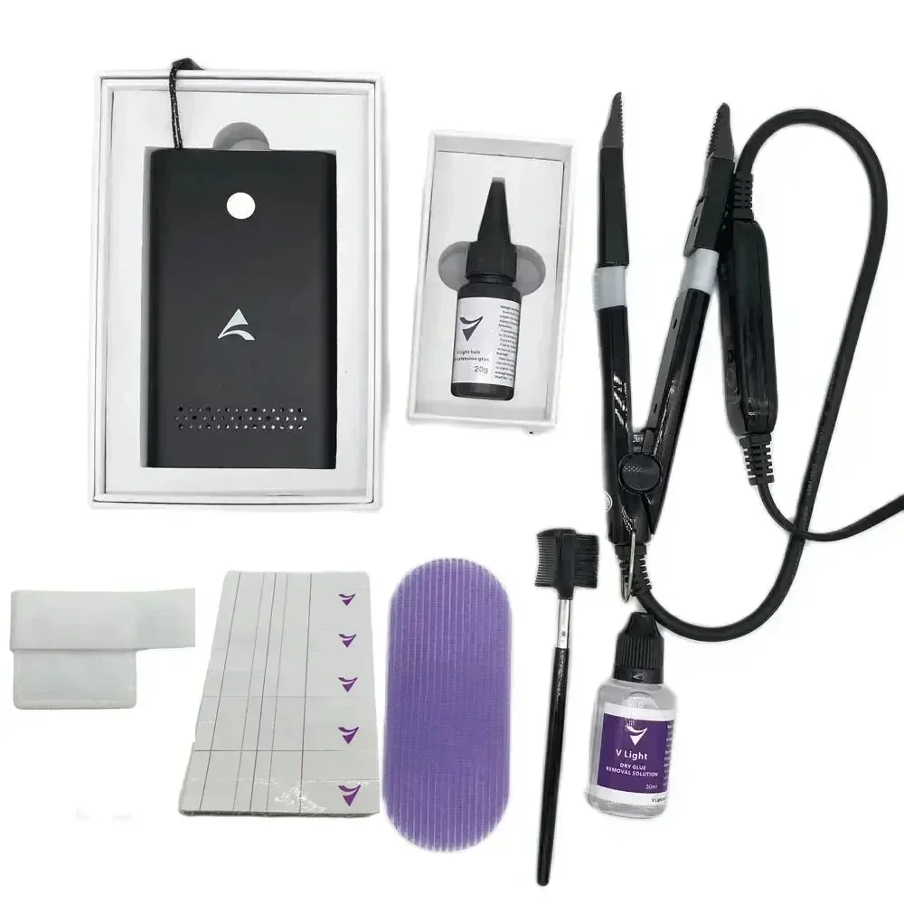 V-Light Technology Hair Extension Machine white Hair Extension Tools Kit Set with V light Hair extension glue