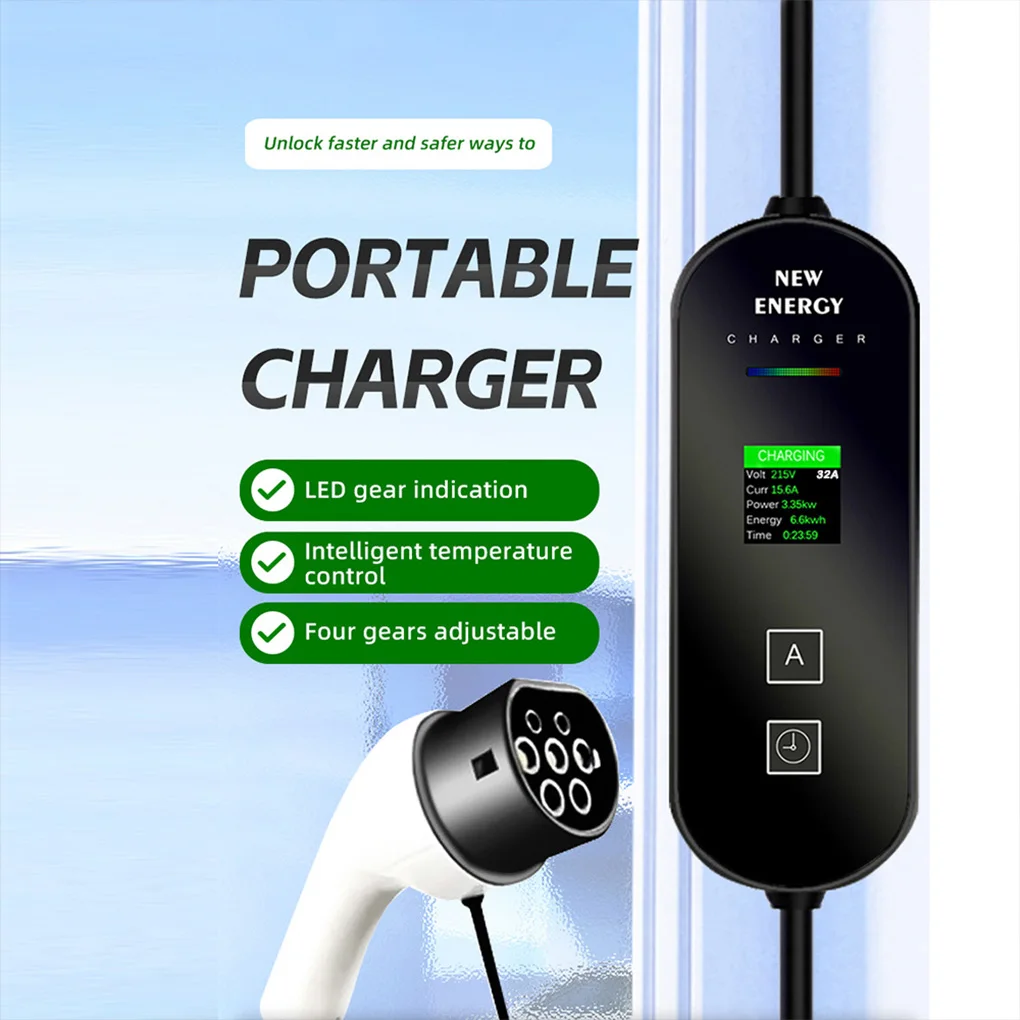 

5M 7KW 32A EV Car Charging Station Charging Station 3Wires 1Phase Power EV Charging Station 10M TYPE-2 Portable EV Charger