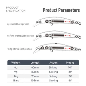 Königreich sinkende Minnow Salzwasserfischerei Köder Crankbait Harte Köder gute Action Wobbler Künstliche Köder Forelle für Seebarsch 6 Hauptverkaufstabias Bass - №1