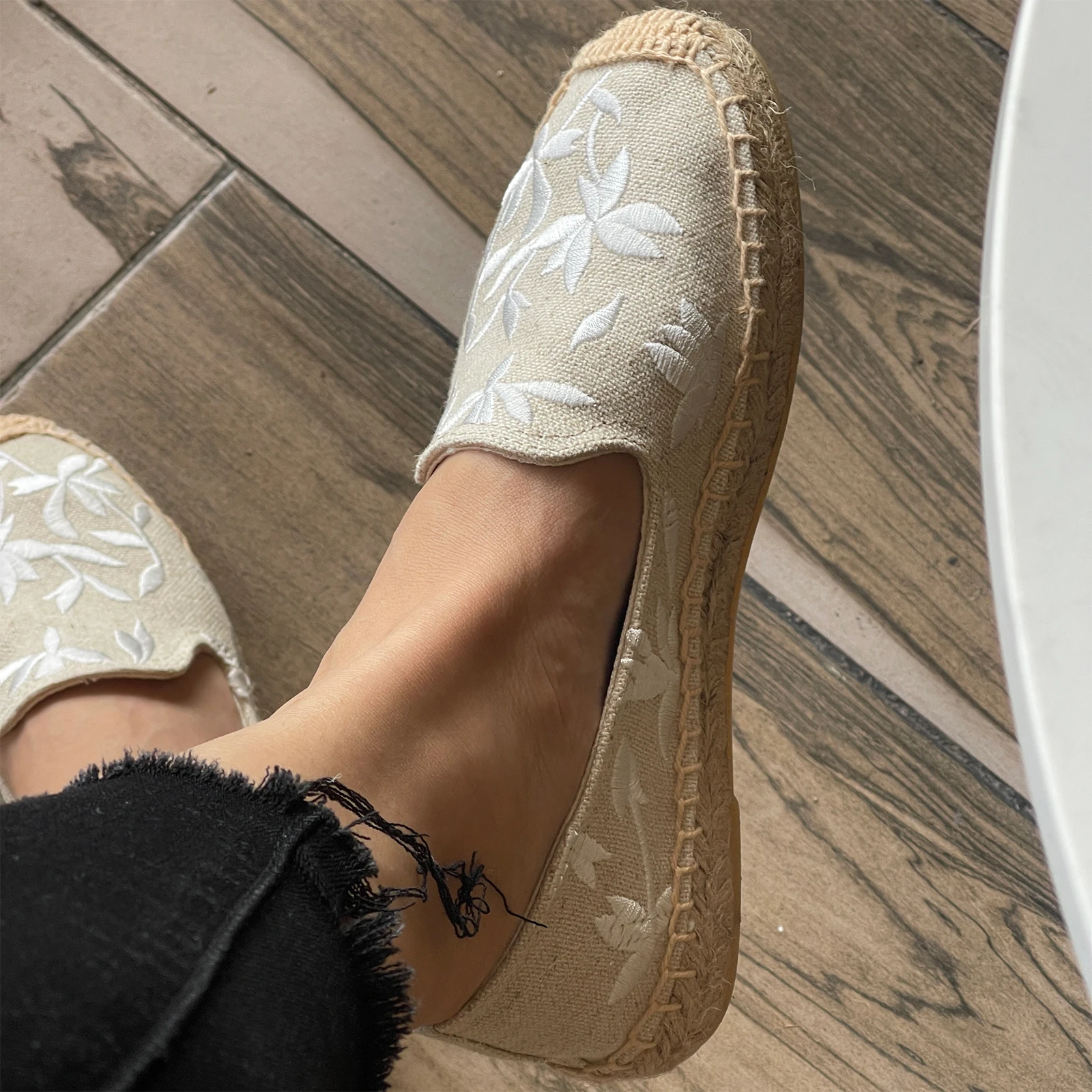 Espadrillas da donna appartamenti di canapa con piattaforma per scarpe da donna di abbigliamento Casual