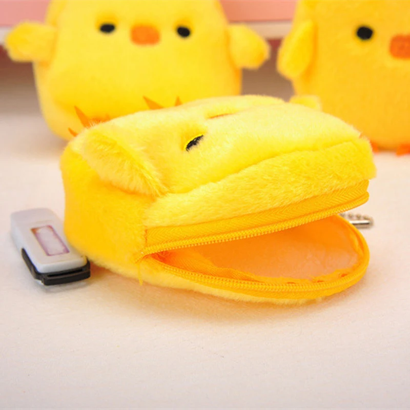 Bambini Kawaii cartone animato giallo pulcino peluche portafoglio cartone animato portamonete portamonete portamonete carino con portachiavi regalo per bambini