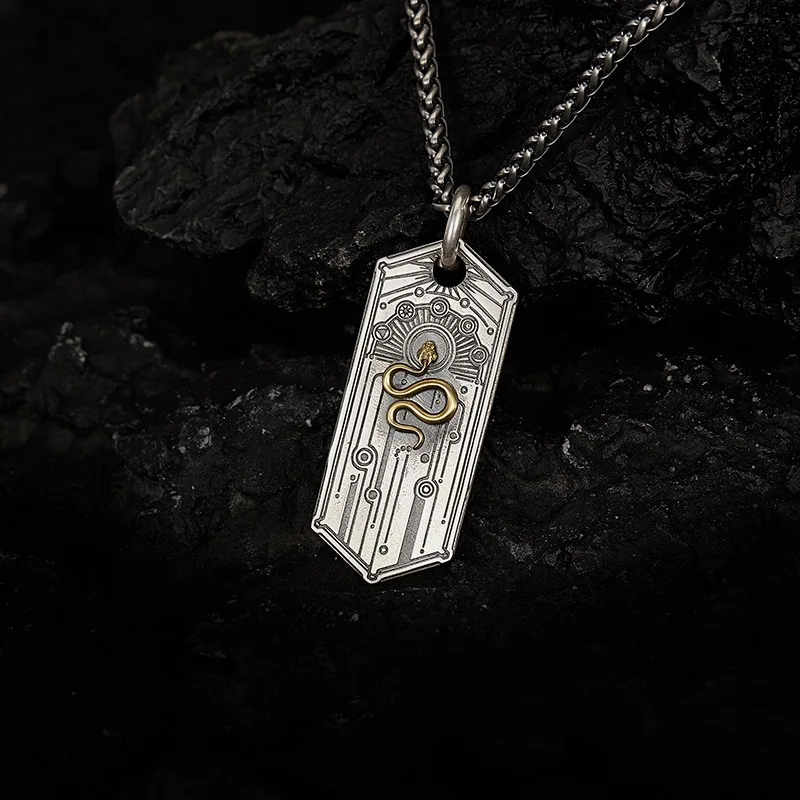 

S925 Sterling Silver Male Pendant Chain Elegant Golden Snake Necklace for Men Women Fashion Unique Animal Fine Jewelry Chain