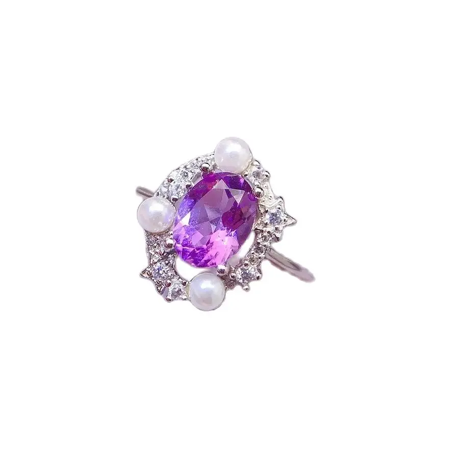 

SHILOVEM 925 sterling silver Amethyst rings fine Jewelry women party gift new wholesale new 6*8mm lj060899agz