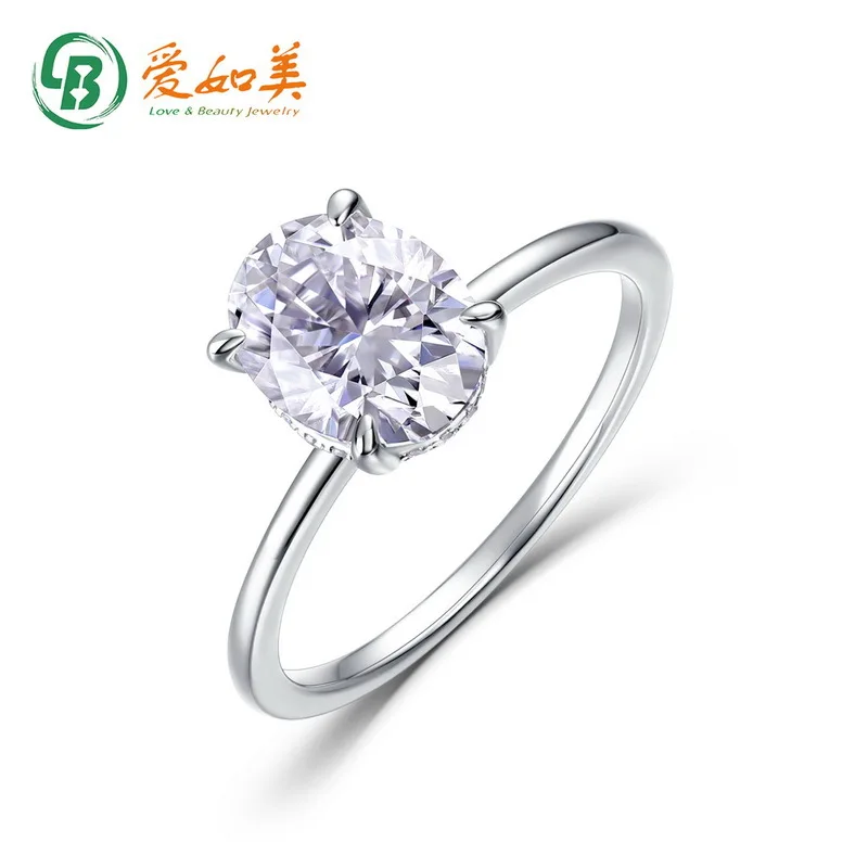 

New Mozambique Stone Ring for Women 18K Gold PT950 Platinum Silver Plated 7-Layer Gold Inlaid 2CT Mozambique Diamond Ring