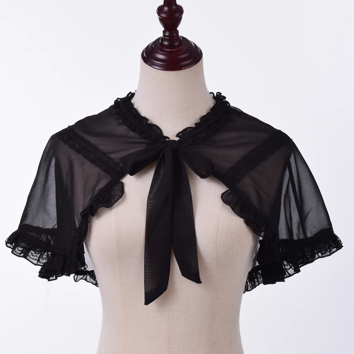 

Lolita Girls Mini Cape for JSK Dress Black White Short Chiffon Capes