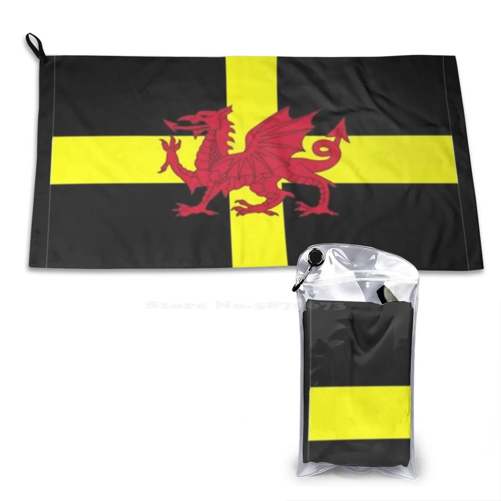 St Davids Cross And Welsh Dragon Soft Microfiber Fabric Face Towel Dragon Of Wales Saint Davids Day St The Red Welsh March 1 Uk