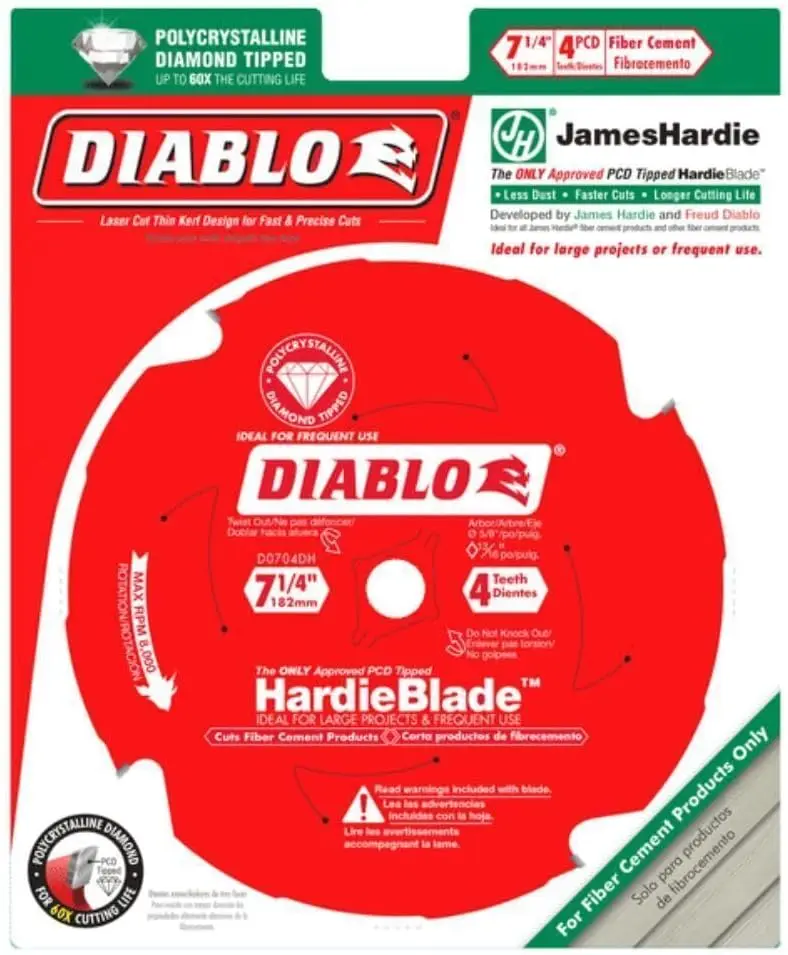 D0704DH 7-1/4" PCD Tipped Diablo Circular Saw HardieBlade