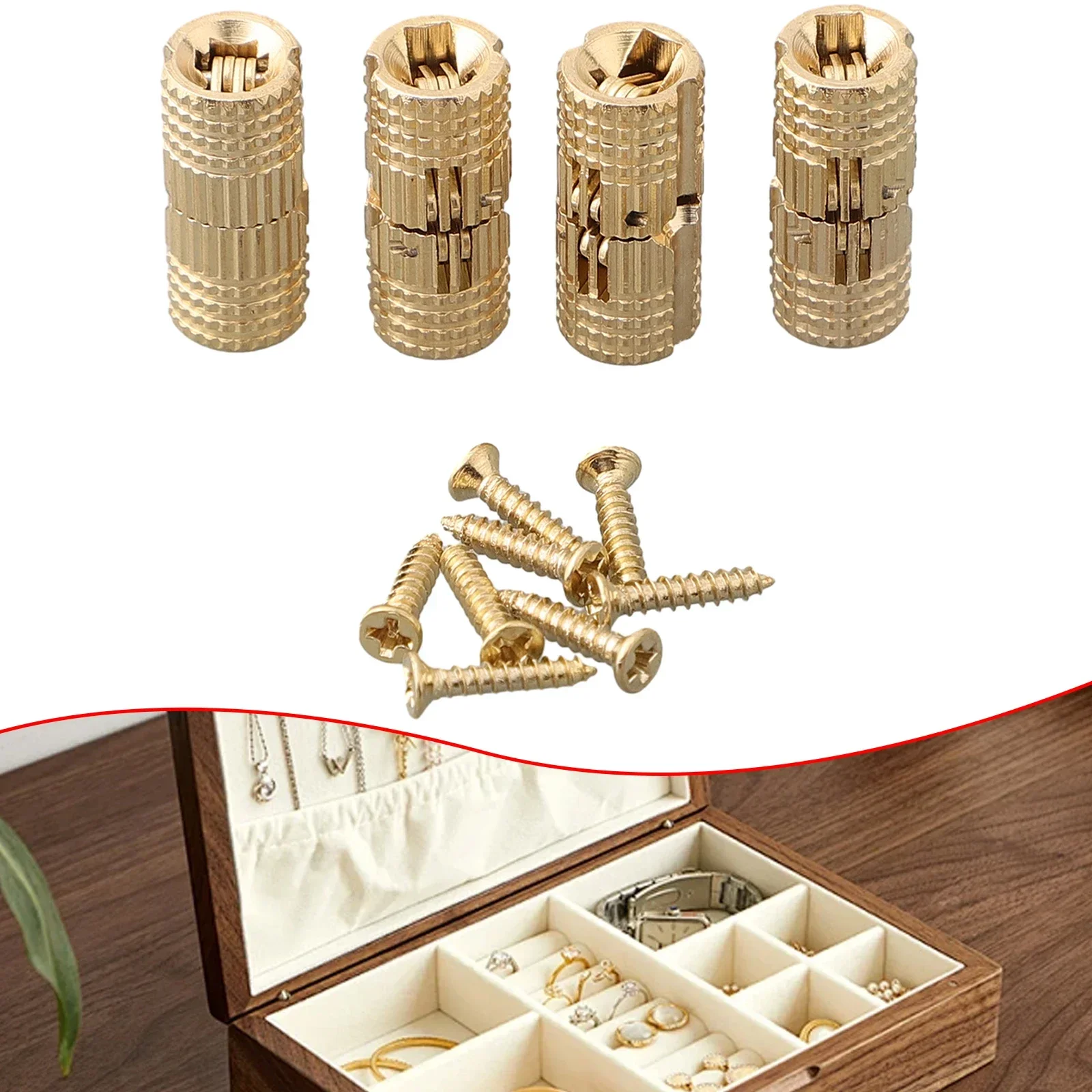 

4pcs Wooden Box Invisible Hinges Jewelry Box Concealed Hinge 8mm10mm12mm Brass Cylindrical Cabinet Furniture Hinges Hardware