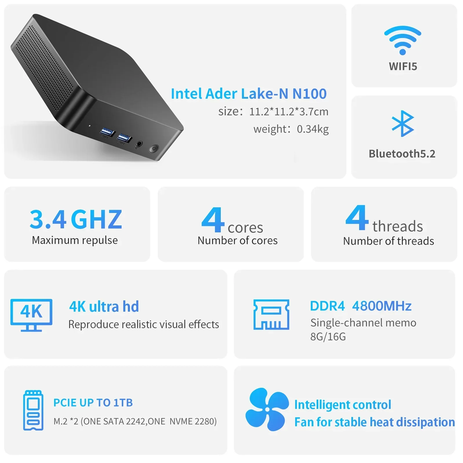 perfect2026 AIWOKS AW-MP11 N100 processor WiFi5 small home office minicomputer mini pc suitable for multiple scenarios