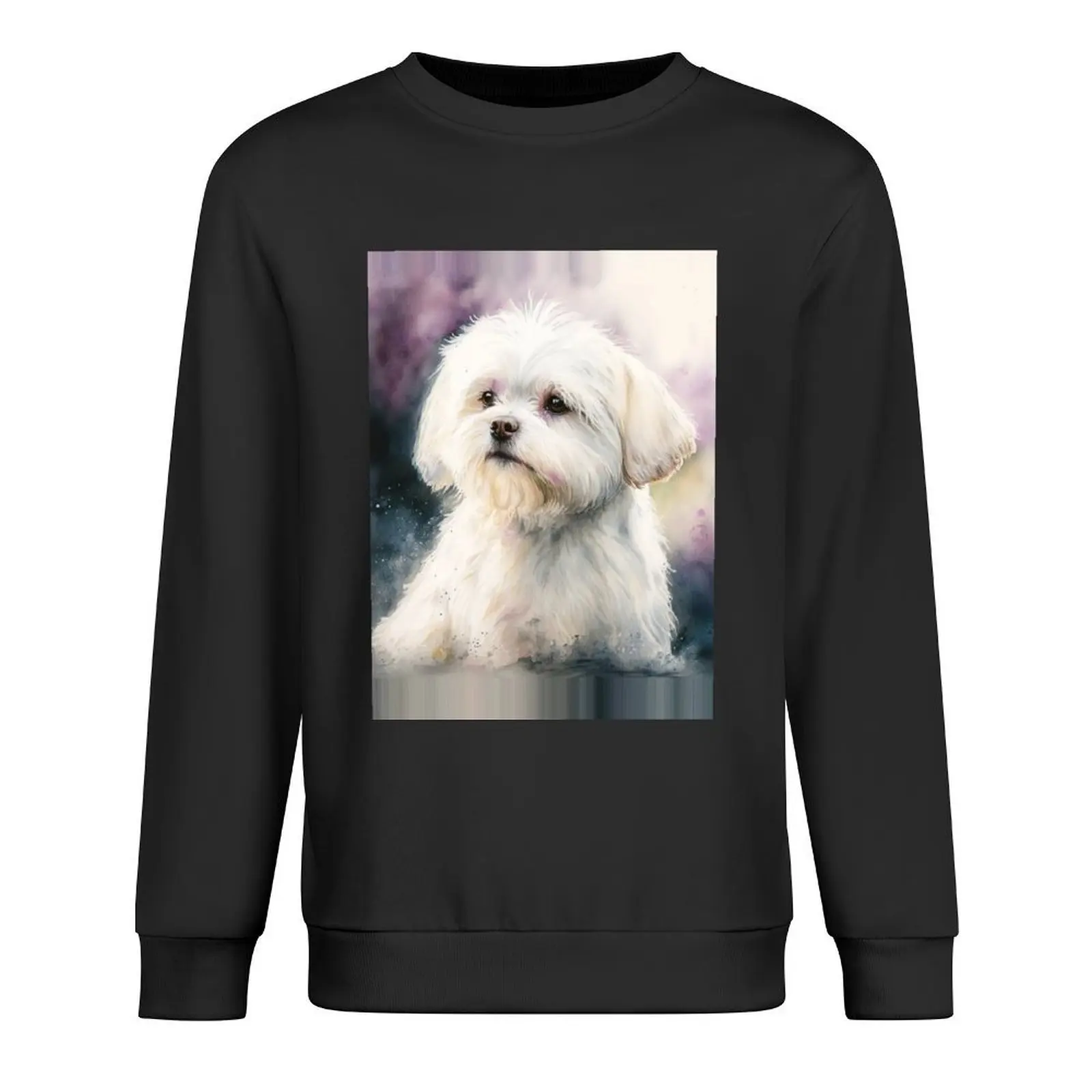 

Maltese Watercolor Illustration Pullover graphic t shirts men tracksuits tracksuit mens clothing aesthetic sweatshirts