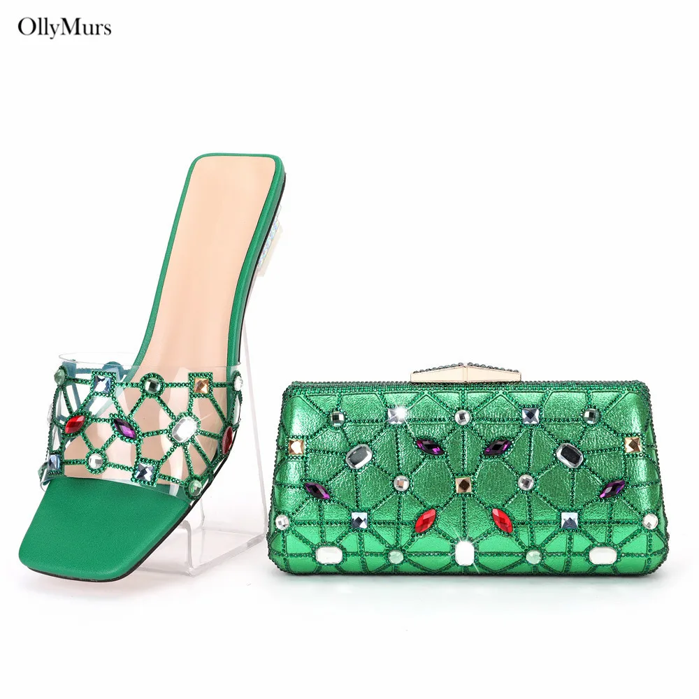 

Высококачественные итальянские сандалии с подходящей сумкой для вечеринки, итальянские женские туфли-лодочки со стразами, свадебные туфли и сумка, размер 38-43