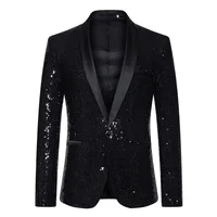 Multi Colors Men's Pearl Plate Suit Sequin Blazer Blue Silver Red Sparkly Glitter Jacket Wedding Party Stage Clothes for Men 3