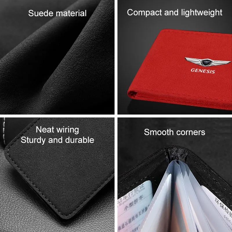 กระเป๋าหนังใส่ใบขับขี่สำหรับรถยนต์เจเนซิส คูเป้ G80 G70 GV60 GV70 GV80 BH GH G90 X GV90 พร้อมช่องใส่บัตรธุรกิจ