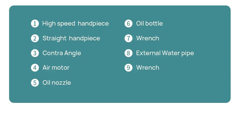 JOY DENTAL Dental Color Handstück-Set mit hoher und niedriger Geschwindigkeit, Druckknopf, Winkelstück, Einweg-Wasserspray, Luftturbine, 2/4 Löcher – Detail 9