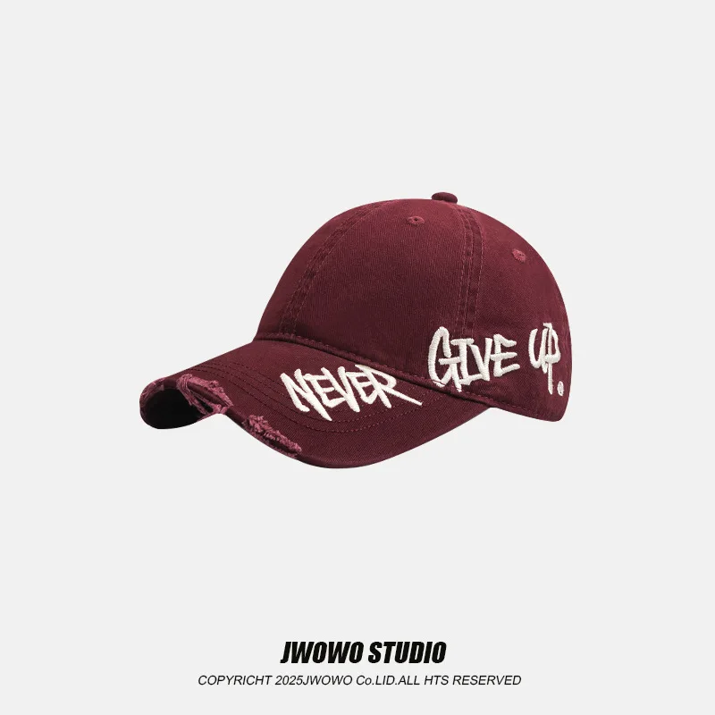 Never Give Up Embroidery Baseball Cap Men Women Spring Summer Sun Hats Cotton Snapback Hat Hip Hop Trucker Ripped Caps Hat