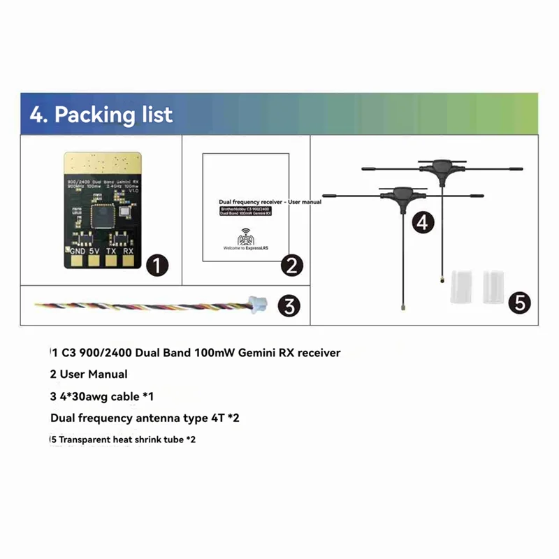 A32T-ELRS Receiver 915M/2.4G Dual-Band 100Mw Gemini Receiver RX Module ESP32-C3 Chip Forrc FPV Traversing Drones Parts