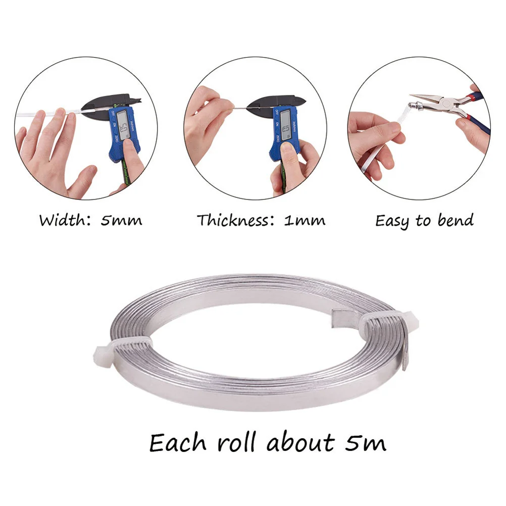 

5 Roll Flexible Aluminum Wire DIY Jewelry Making Kit Non-Fading Easy Bend Material for Earrings Bracelet Anklet Handmade Jewelry