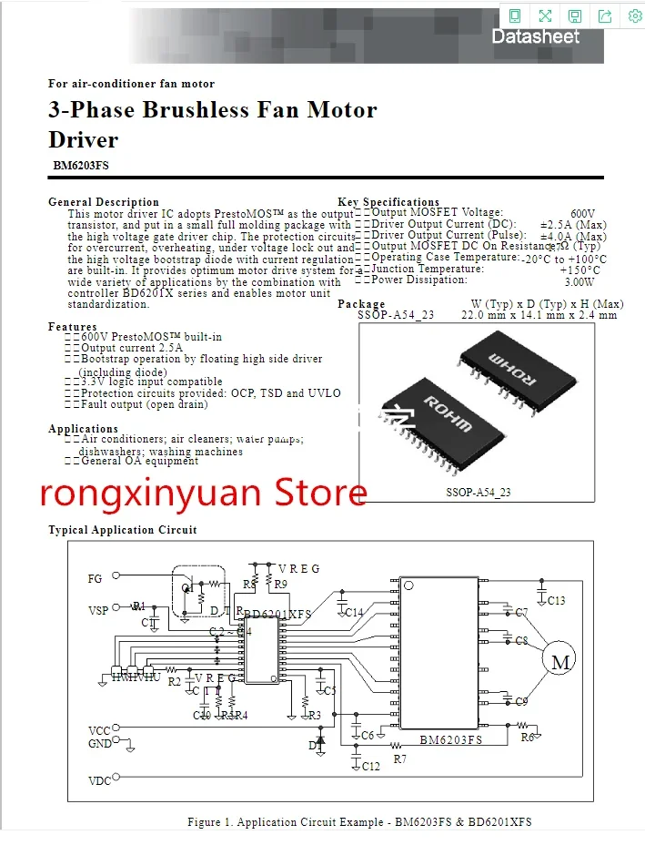 2-10 pcs/lot  BM6203FS-E2 BM6203FS  SSOP-A54_23 BM6203F  3-Phase Brushless Fan Motor Driver Original New 100% quality