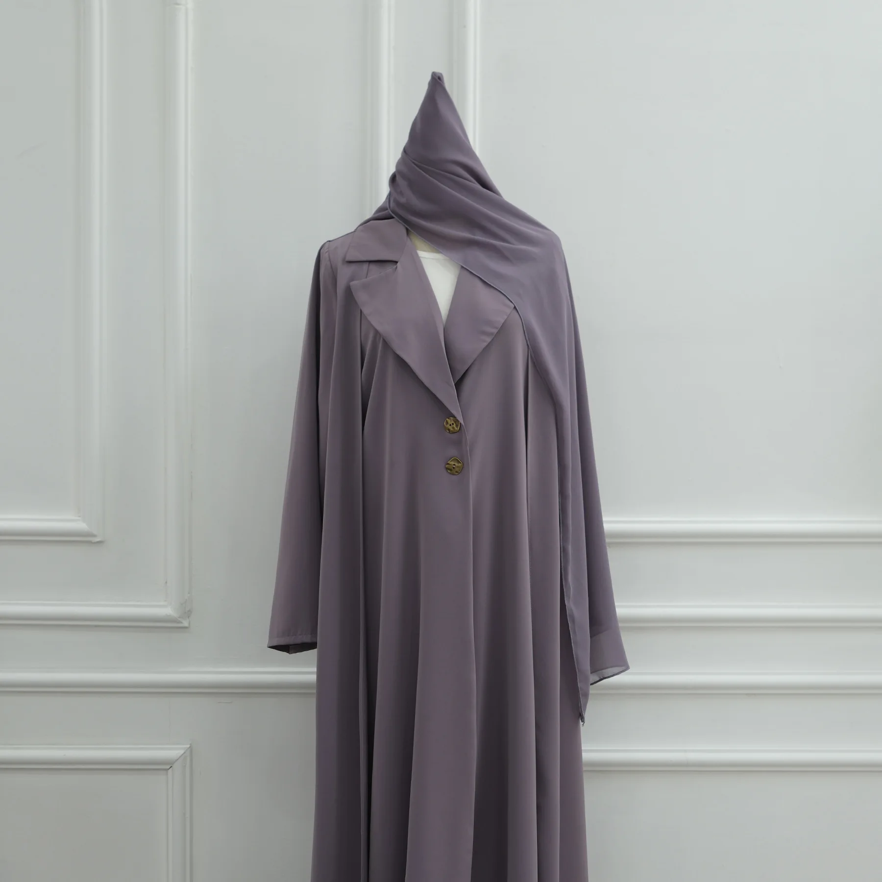 Uni مسلمات دبي عباية سترة غير رسمية فستان طويل مع جيب طقم مكون من قطعتين متواضع قفطان رداء فام ملابس إسلامية