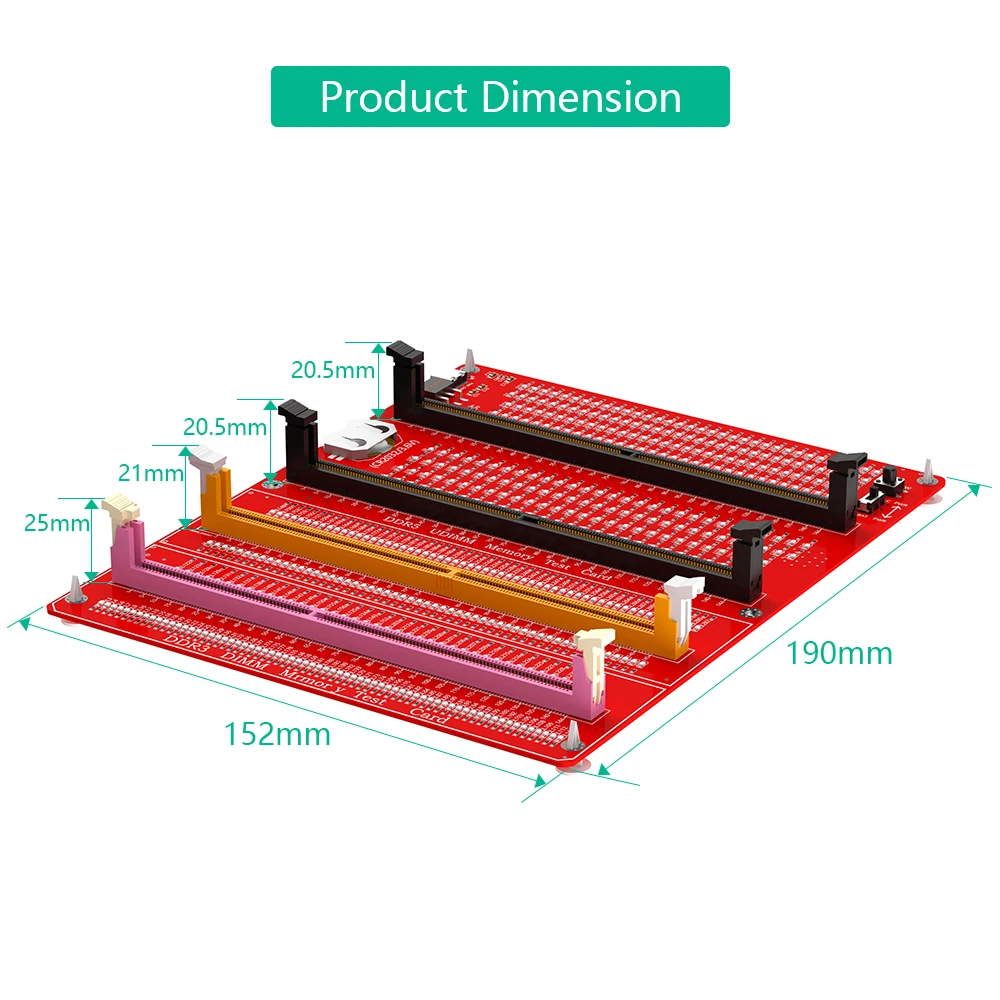 Tester di memoria combinato DDR3/4/5 RDIMM/UDIMM 3 in 1, scheda di test di memoria DDR3/4/5 per computer desktop con indicatori LED