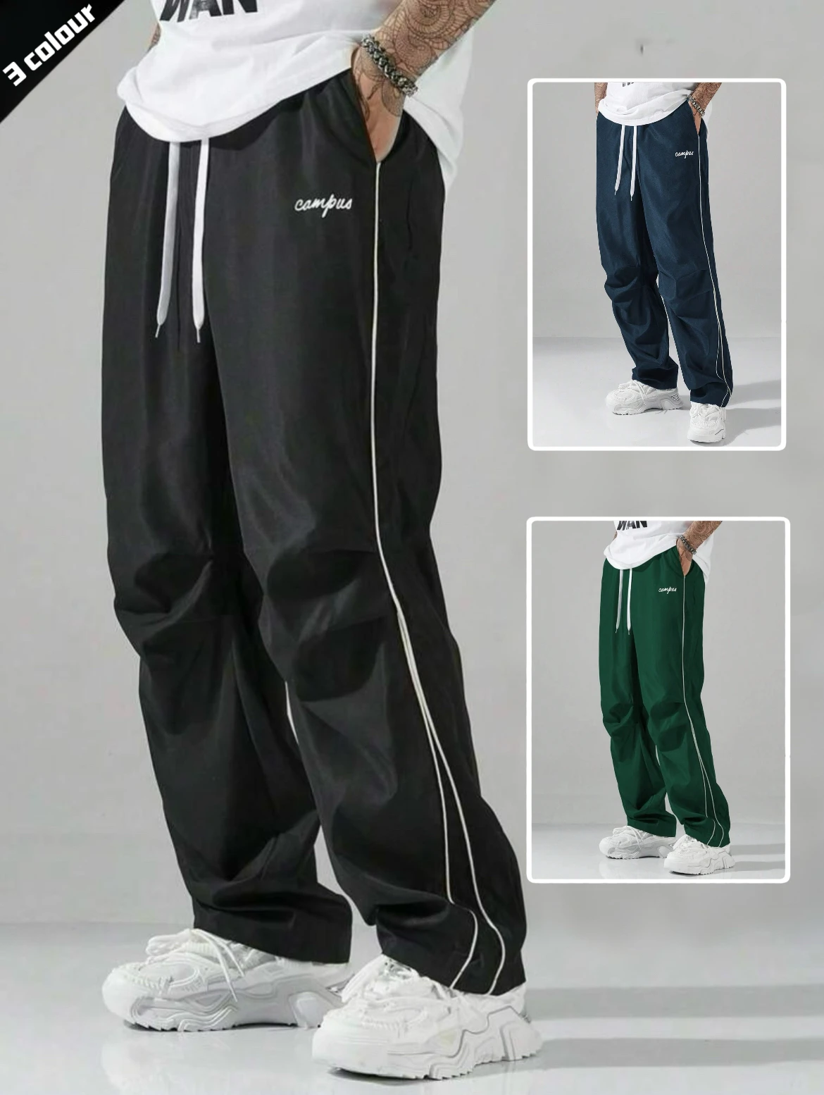 

Men's Striped Three - Color Casual Pants: Pockets Included, Perfect for Daily Commute & Casual Sports