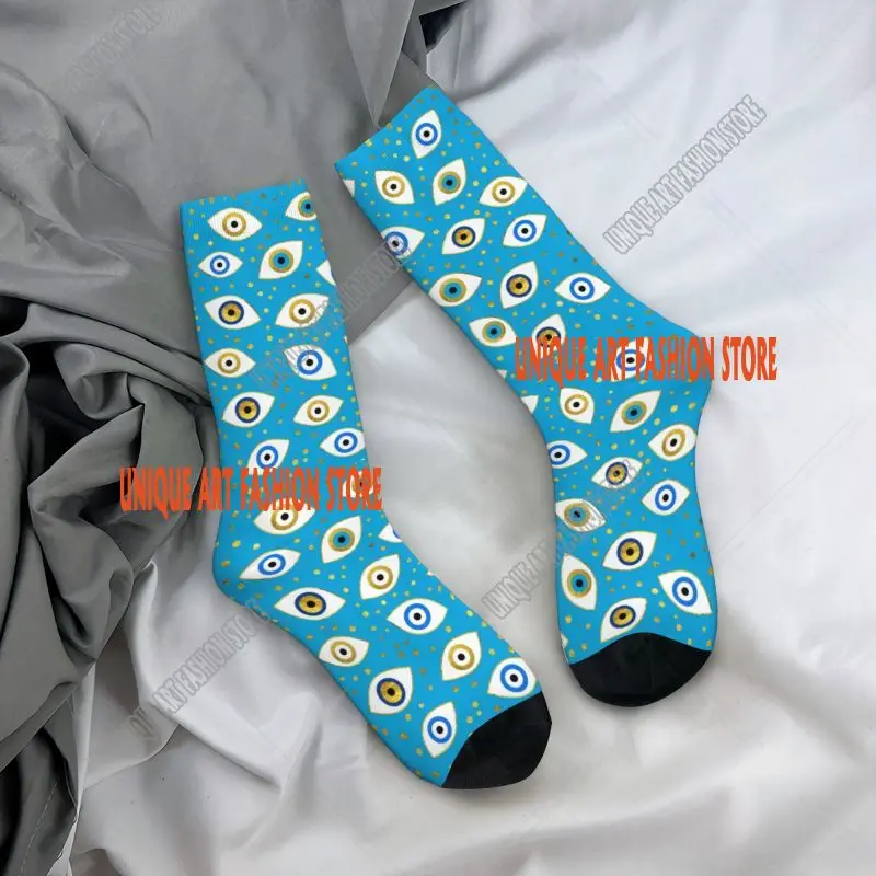 Calcetines turcos con diseño de amuleto de mal de ojo para hombre, calcetines Unisex novedosos a la moda, arte de pestañas, calcetines de vestir para primavera, verano, Otoño e Invierno