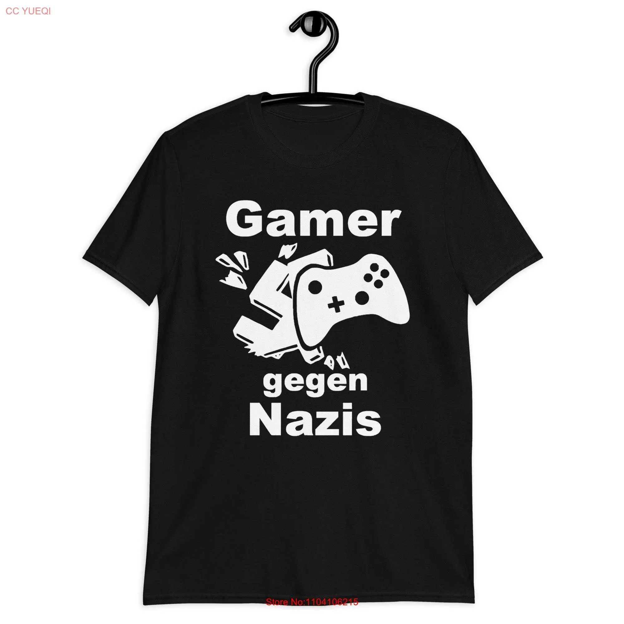 Gamer Against Nazis Statement Motif T Shirt long or short sleeves