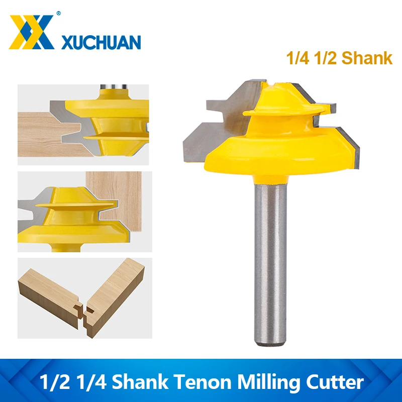 

1PC 8mm Shank Lock Miter Router Bit 45° Degree Tenon Milling Cutter For Woodworking Tool Slotting Trimming Machine Tool