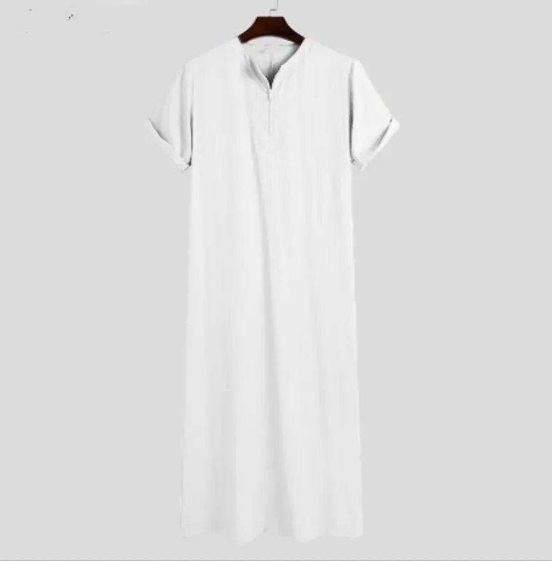 2023  Fashion Middle East Arab Dubai Malaysia Muslim Men Islamic  Jubba Thobe Clothing Male\'s Shirt Zipper Robe