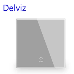 Delviz 16A wall light switch, grey crystal glass panel, Lamp push button switch controller, 1gang 2ways UK Standard Power Switch