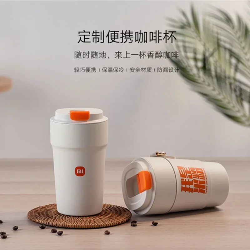 Imagem -02 - Original Xiaomi 500ml Dupla Garrafa Térmica de Café de Caneca à Prova de Vazamento Antiderrapante Viagem Garrafa de Água Aço Inoxidável