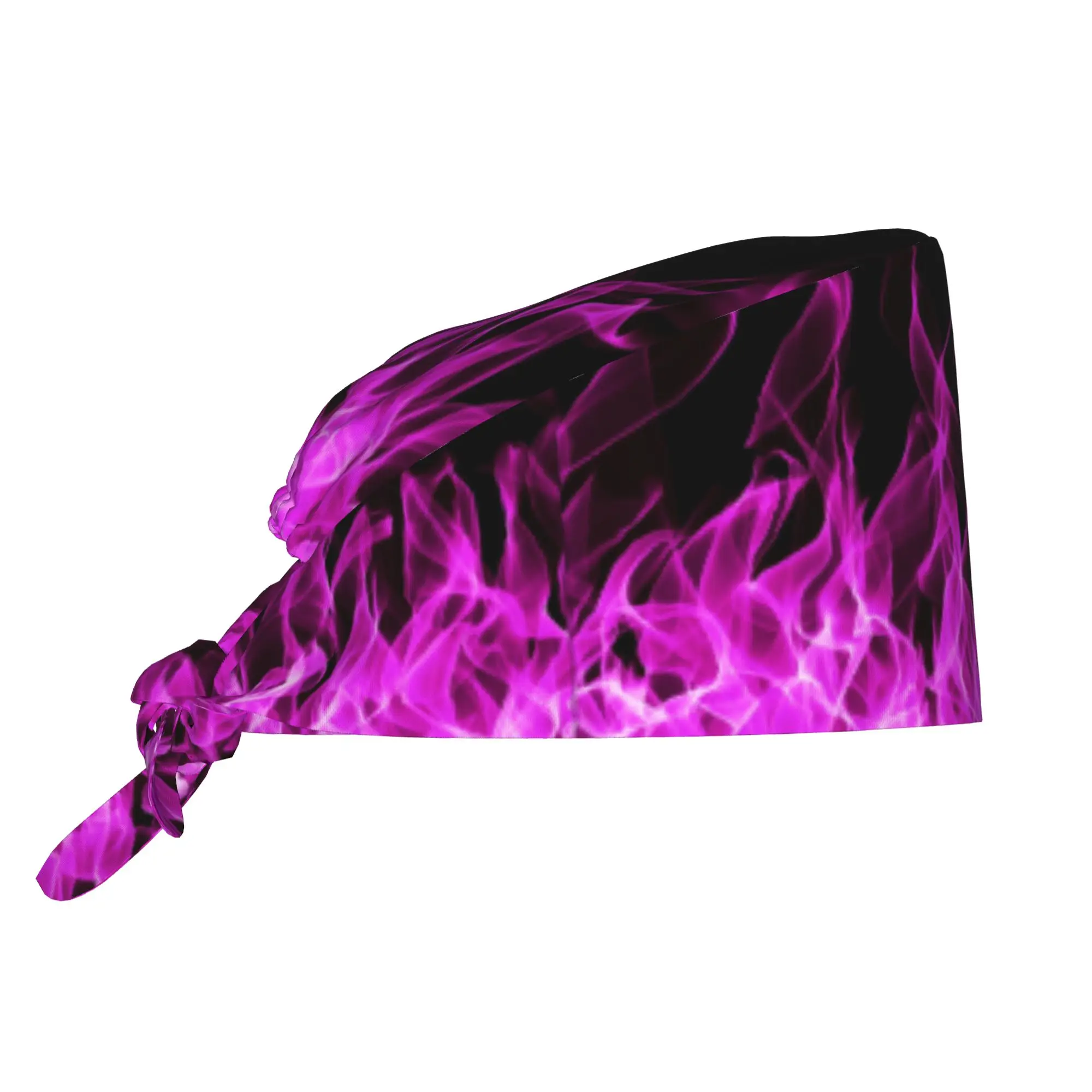 Purple Fire Burning Flames Breathable Nursing Work Cap Surgical Scrub Caps Unisex Nursing Hair Hats  Work Scrubs Hat