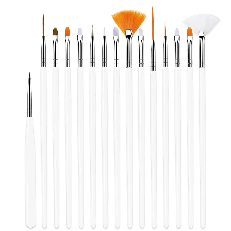 

15pcs Nail Art Kit Acrylic Nail Brush French Stripe Tips Manicure Nail Polish Line Drawing Pen Gel Painting Art Tools Brushes