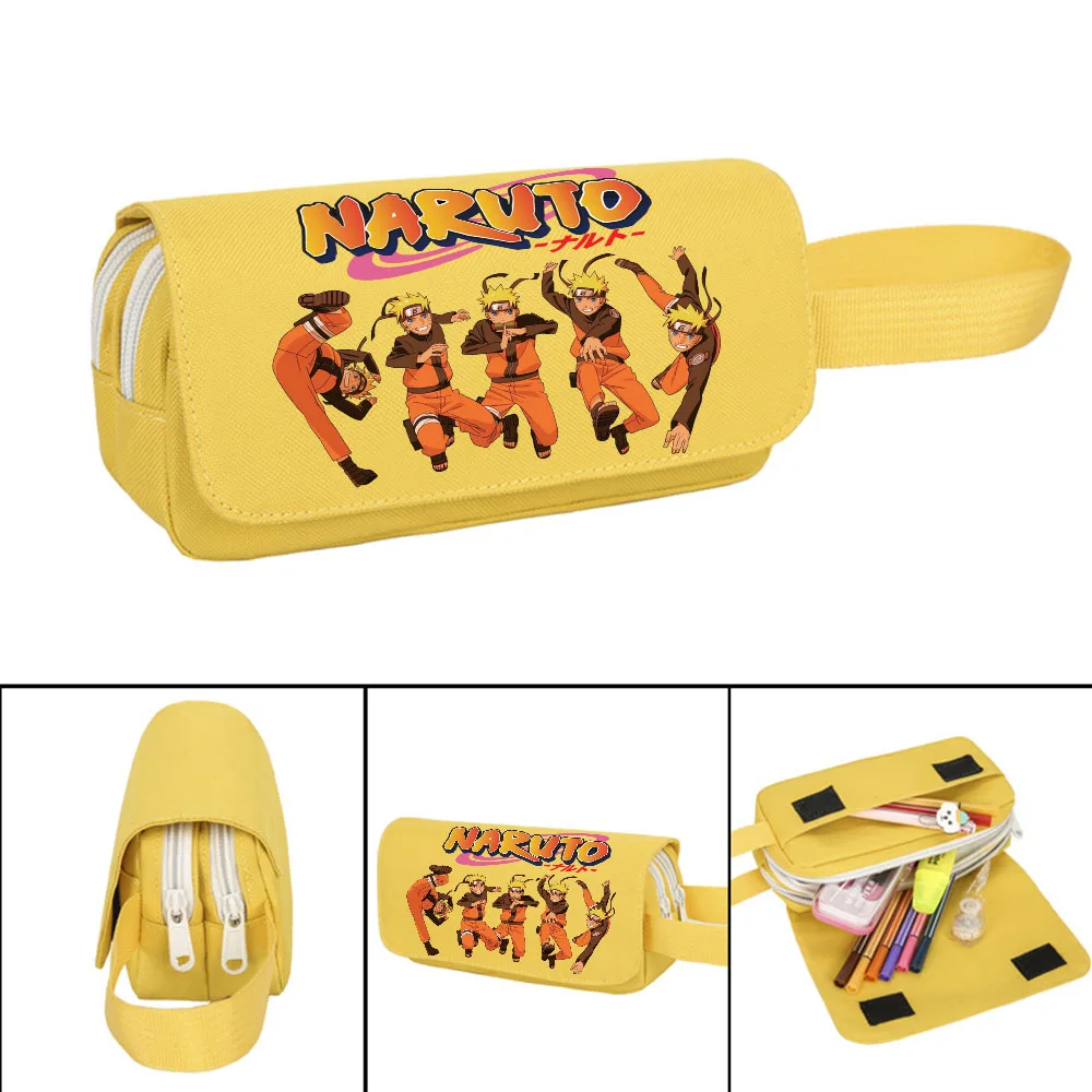 Narutoed Pencilcase Double Zipper Boy Girl School Pencil Case Student Pen Case Box Sasuke Stationery Bag Anime Pencil Bag Gift view 2