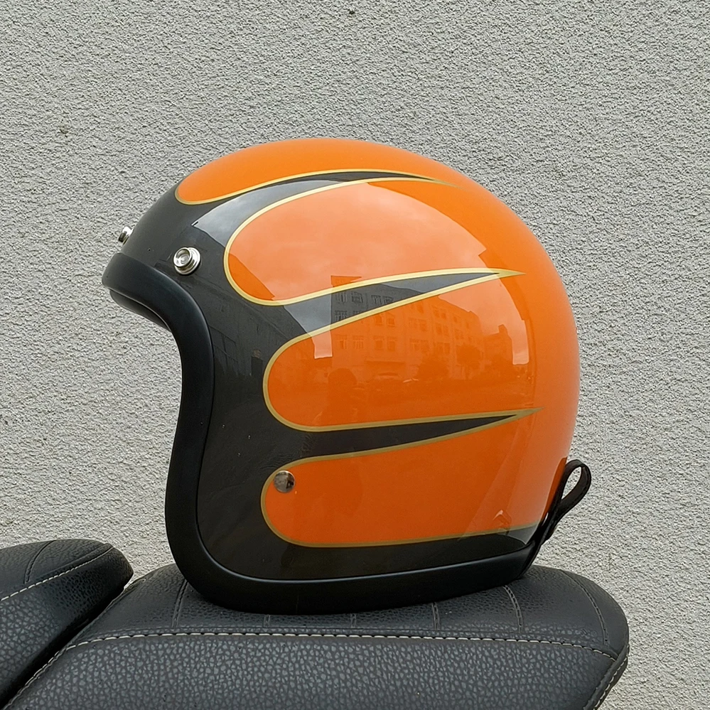 Casco moto TT&COCASCOS Japan Technolog in fibra di vetro Casco moto vintage Small Shell 3/4 Jet Scooter Casque Cascos Approvato DOT ECE